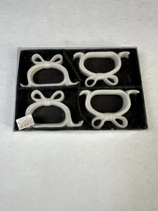 Serviettenringe Porzellan weiß Schleife Vintage Shabby Chic 4er Set - Bild 1 von 6