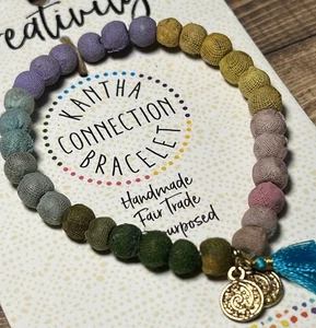 Worldfinds CREATIVIDAD Kantha Boho Pulsera Comercio Justo Pulsera Cuentas Elástica NUEVO - Imagen 1 de 9