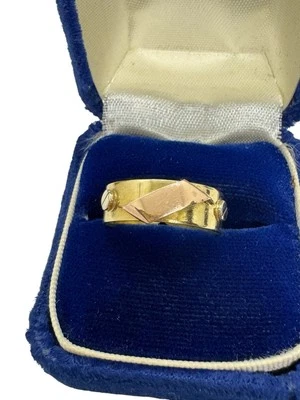 Anillo Oro Macizo 14K Dos Tonos Con Tornillos 3 Gramos Talla 7 Ajustable Foto 1 de 4