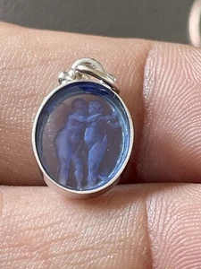 14k Weißgold geschnitztes Glas & Cherub Engel Anhänger (H42) - Bild 1 von 9