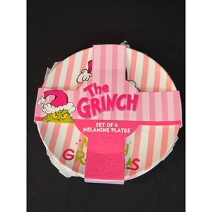 Dr Seuss The Grinch Set of 4 Melamine Plates Christmas Holiday Party 2025 - Picture 1 of 3