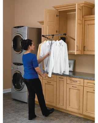 Click to zoom 26-35 Inch Width Adjustable Pull-Down Closet Rod, Chrome - Image 1 of 4