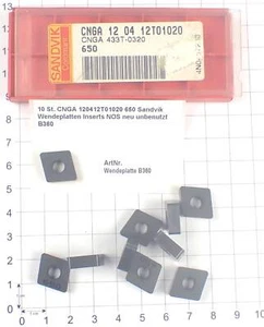 10 St. CNGA 120412T01020 650 Sandvik Wendeplatten Inserts NOS neu unbenutzt B360 - Bild 1 von 2