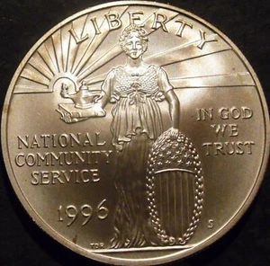 1996-S Community Service Gem BU Uncirculated Commemorative Dollar  - Picture 1 of 2
