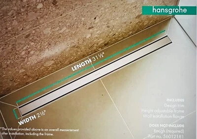 Hansgrohe Borde de Drenaje de Lluvia 31 1/2" Acero Inoxidable Cepillado NUEVO Foto 1 de 4