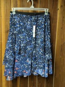 Tahari Cassandra Skirt New With Tags Blue Floral Asymmetrical Womens Size 4 - Picture 1 of 9