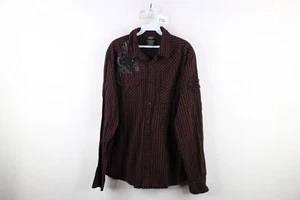 Vintage MMA Elite Mens XL Faded Cross UFC Fighting Collared Button Shirt Plaid - Picture 1 of 10