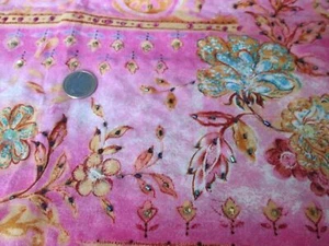 Skirt Fabric Striped Pink Cotton with Beads Sequins 2 yd x 42" Crafts F2525 - Picture 1 of 4