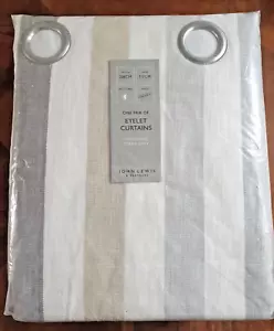 John Lewis Penzance Stripe W228xD137 Eyelet Curtain Linen & Cotton, Lined, Grey - Picture 1 of 8