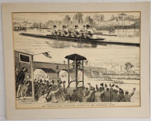 Vier Ruderregatta auf dem Schuylkill River Lithographie mattiert 12"x15" - Bild 1 von 7