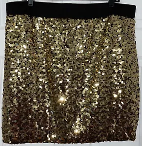 Torrid gold & black sparkly Size 1 skirt stretchy lined pull on short sequins - Picture 1 of 7