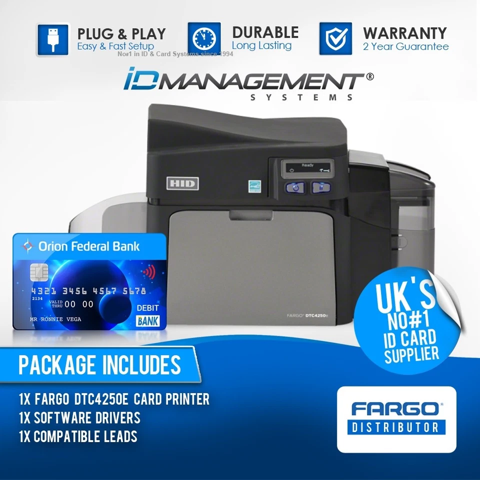 Fargo DTC4250e Single-Sided ID Card Printer - Image 1 of 1