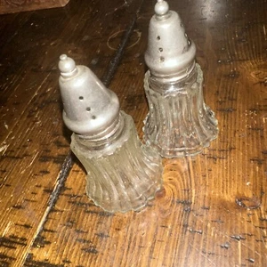 Vintage Crystal and Silver Plated salt and pepper shakers 3.5" H - Picture 1 of 2