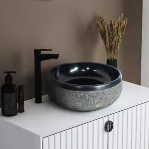 SANTORINI Basalt Stone Vessel Bathroom Sink - Picture 1 of 5