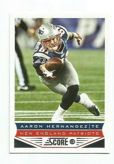 AARON HERNANDEZ (New England Patriots) 2013 PANINI SCORE CARD #128 - Image 1 of 1