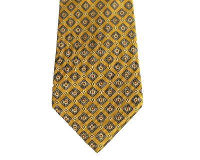 Corbata de cuello Lands End 57" larga seda dorada geométrica carrera EE. UU. Foto 1 de 4