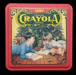 1992 Crayola Sammlerstück Urlaubsdose komplett unbenutzt mit Ornament ausgepackt - Bild 1 von 1