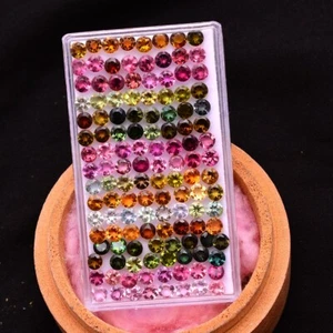 VVS 128 Pcs Natural Tourmaline 3.2mm Round Cut Dazzling Unheated Loose Gemstones - Picture 1 of 5