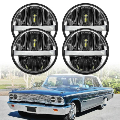 Upgrade for Ford Galaxie 500 1962-1974 4pcs 5.75" Round Led Headlights High/Low - Image 1 of 4