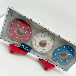 STARS and STRIPES Set of 3 PATRIOTIC Doughnut Donuts Decor 4th of July NWT - Picture 1 of 4