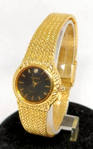 Stunning Vintage INGERSOLL Ladies Gold Tone Black Dial Quartz Watch-VGC/Working - Picture 1 of 11