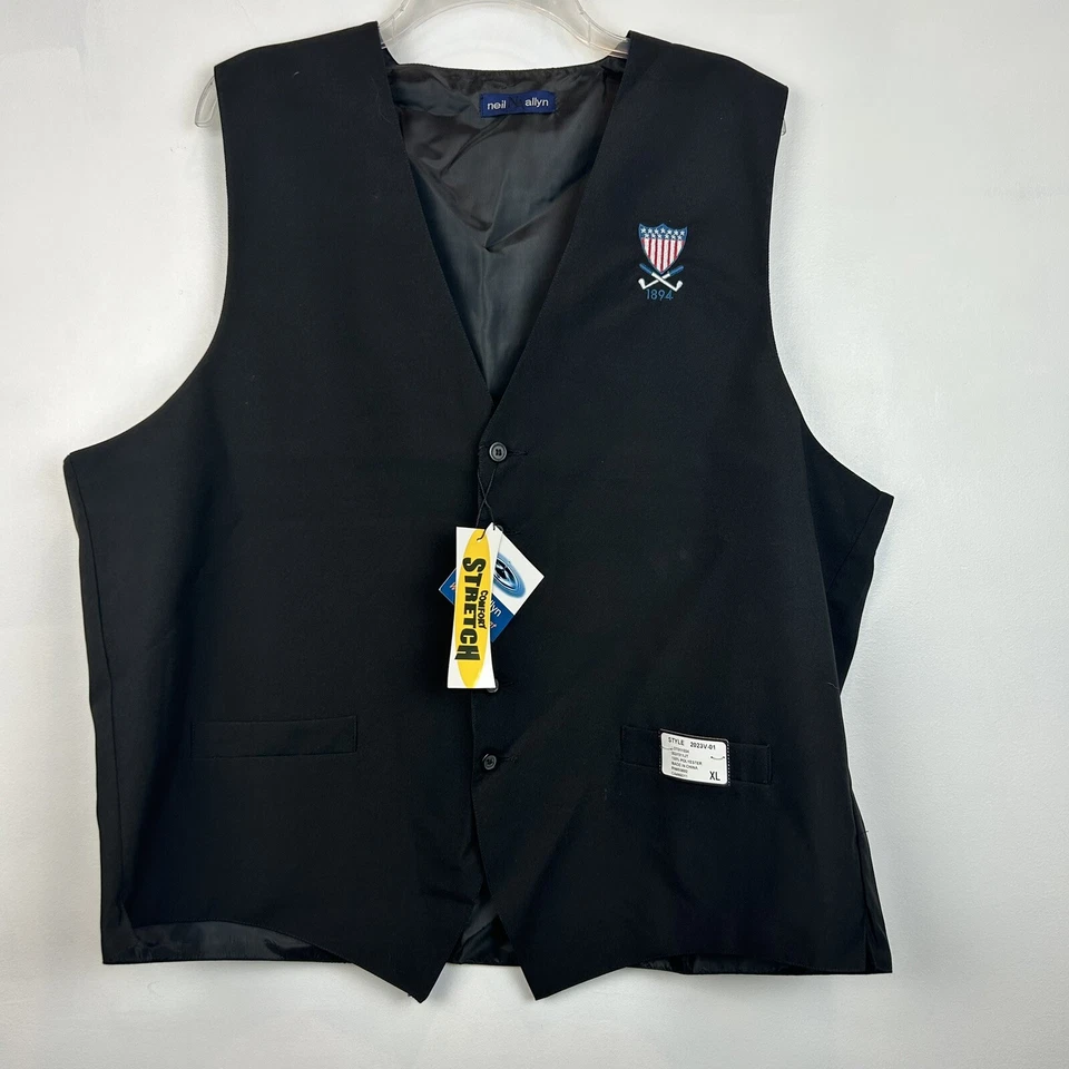 Golf Vest Men XL Black Formal Golf Logo Embroidery Neil Allyn Water Repellent - Image 1 of 4