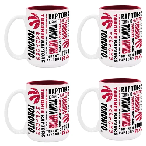 Toronto Raptors NBA Sublimated Coffee Mug 15oz 4 Pack Set Cover