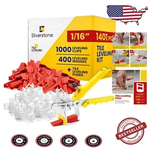 1401 Pcs Tile Leveling System Kit with 1/16" Spacers for Perfect Results - Picture 1 of 10