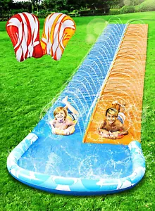 Water Slides and 2 Bodyboards, Lawn Water Slide Summer Slip Waterslides Water T - Picture 1 of 12