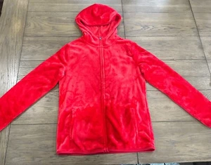 No Boundaries Red Velvety Fleece Zip Hoodie Jacket Soft Junior's Large 11 13 - Picture 1 of 12