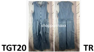 Women's Denim Cargo Jumpsuit - Universal Thread, Medium Wash, Size 16 - Picture 1 of 5