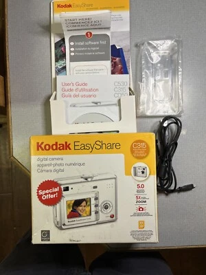 Kodak EasyShare C315 Dock Base Digital Camera Box Manual CD USB Cable-Read - Image 1 of 2