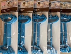 CUPCAKE DECORATIONS SET 60 BLUE PLASTIC CELEBRATE SWEET CREATIONS GOOD COOK - Picture 1 of 2