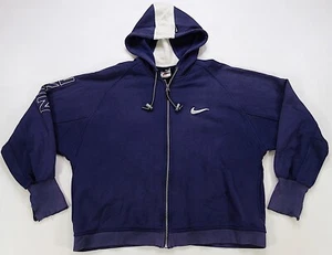 Rare VTG NIKE Spell Out Swoosh Full Zip Hoodie Sweatshirt Jacket 2000s Youth L - Picture 1 of 12
