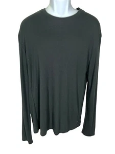 Guess Solid Black Ribbed Knit Long Sleeve Shirt Men’s Size XXL - Picture 1 of 4