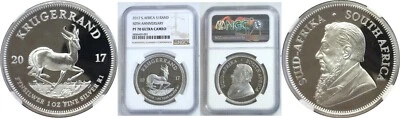 2017 South Africa 50th Anniversary Silver Krugerrand Proof NGC PF 70 Ultra Cameo - Image 1 of 3