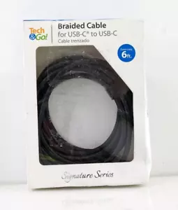 Tech & Go 6 ft. Black Braided USB Patch Cable for USB-C to USB-C - Picture 1 of 8