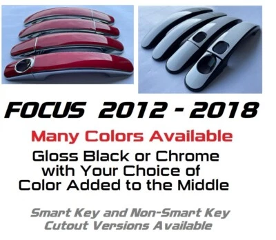 Cubiertas de manija de puerta personalizadas negras o cromadas Ford Focus 2012-2018 tú eliges clr Foto 1 de 4