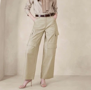 Banana Republic Twill High Rise Cargo Pants Cotton Baggy Size 12 Women's - Picture 1 of 5