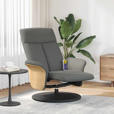 vidaXL Massage Recliner Chair with Footrest Dark Grey Fabric - image 1 of 4