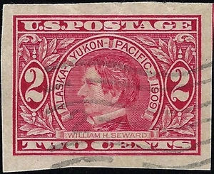 US Scott #371 used VF Imperf 2 Cent 1909 Alaska-Yukon-Pacific Expo Stamp CV 21 - Bild 1 von 1
