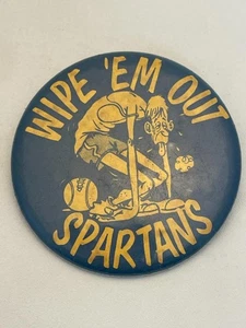 VINTAGE MICHIGAN STATE WIPE'EM OUT SPARTANS BASKETBALL PIN    - Picture 1 of 5
