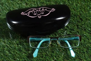 PHOEBE COUTURE P252 EYEGLASSES 50-17-135 BROWN / TEAL FRAME ONLY WITH CASE ~ VGC - Picture 1 of 11