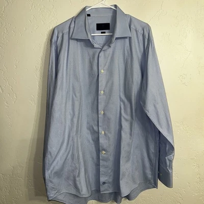 Camisa de Vestir DAVID DONAHUE Corte Ajustado Azul Talla 18 34/35 Foto 1 de 4