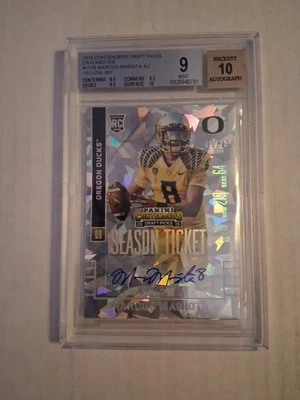 Selecciones de draft universitarias Panini Prizm 2015 Marcus Mariota hielo agrietado 23/09 automático Foto 1 de 2