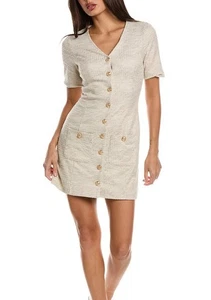 Rachel Parcell Damen Tweed V-Ausschnitt Minikleid - Elfenbein Größe 10 - Bild 1 von 7