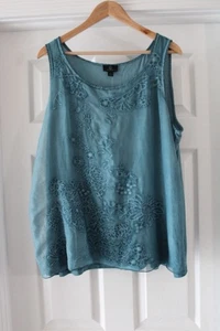NWT Curations Embroidered Top Blue NWT - Picture 1 of 7