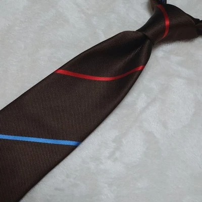 COMME des GARCONS HOMME DEUX Designer Tie Khaki Stripes Authentic Made in Japan - Image 1 of 4