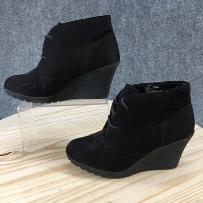 Botas de montaña blancas para mujer 7,5 M Irma informales con cordones botín de cuña tela negra Foto 1 de 4