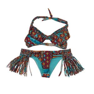 Luli Fama Wild And Free Bikini Set Größe L Fransen Unterteil Frech Push Up Neckholder - Bild 1 von 10